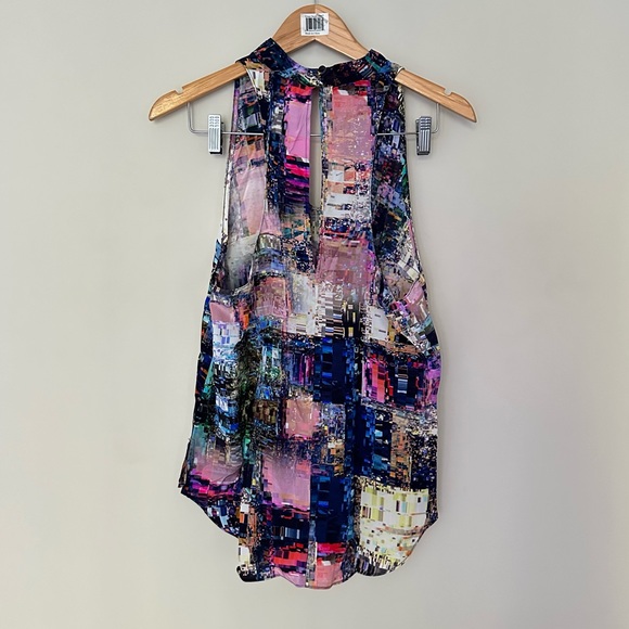 Amanda Uprichard Multicolor Halter Cutout Silk Tank - Picture 4 of 9